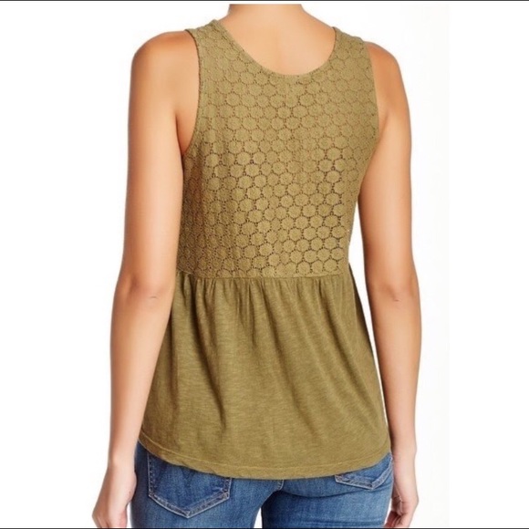 Green Wild Pearl Peplum Top w/ Lace HOLIDAY SALE - Picture 5 of 6